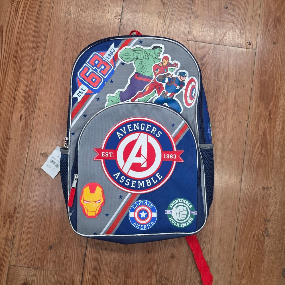 Marvel Avengers Kids Backpack Blue Red Captain America Iron Man Hulk NEW